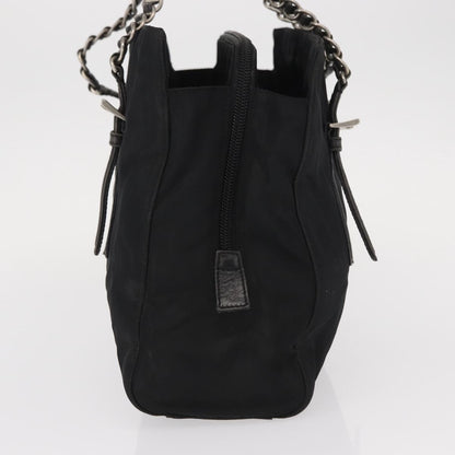 Prada PRADA Chain Shoulder Bag Nylon Black Silver Authentic 153059