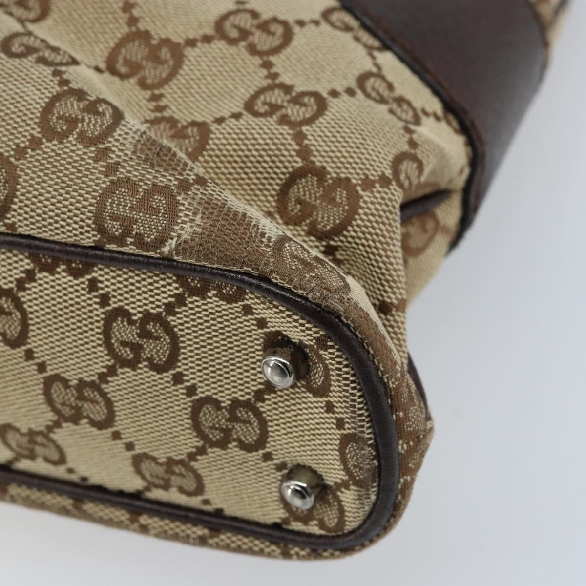 Gucci GUCCI GG Canvas Tote Bag Beige Silver 113015 Authentic kk644