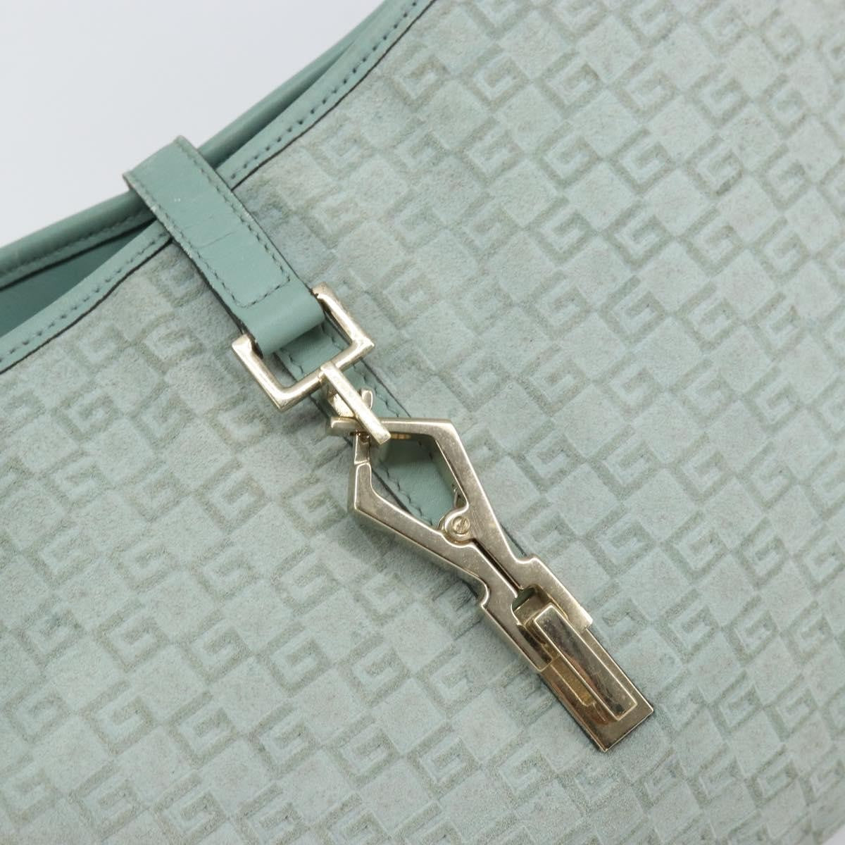 Gucci GUCCI Shoulder Bag Suede Light Blue Gold 001 4057 Authentic ep12851