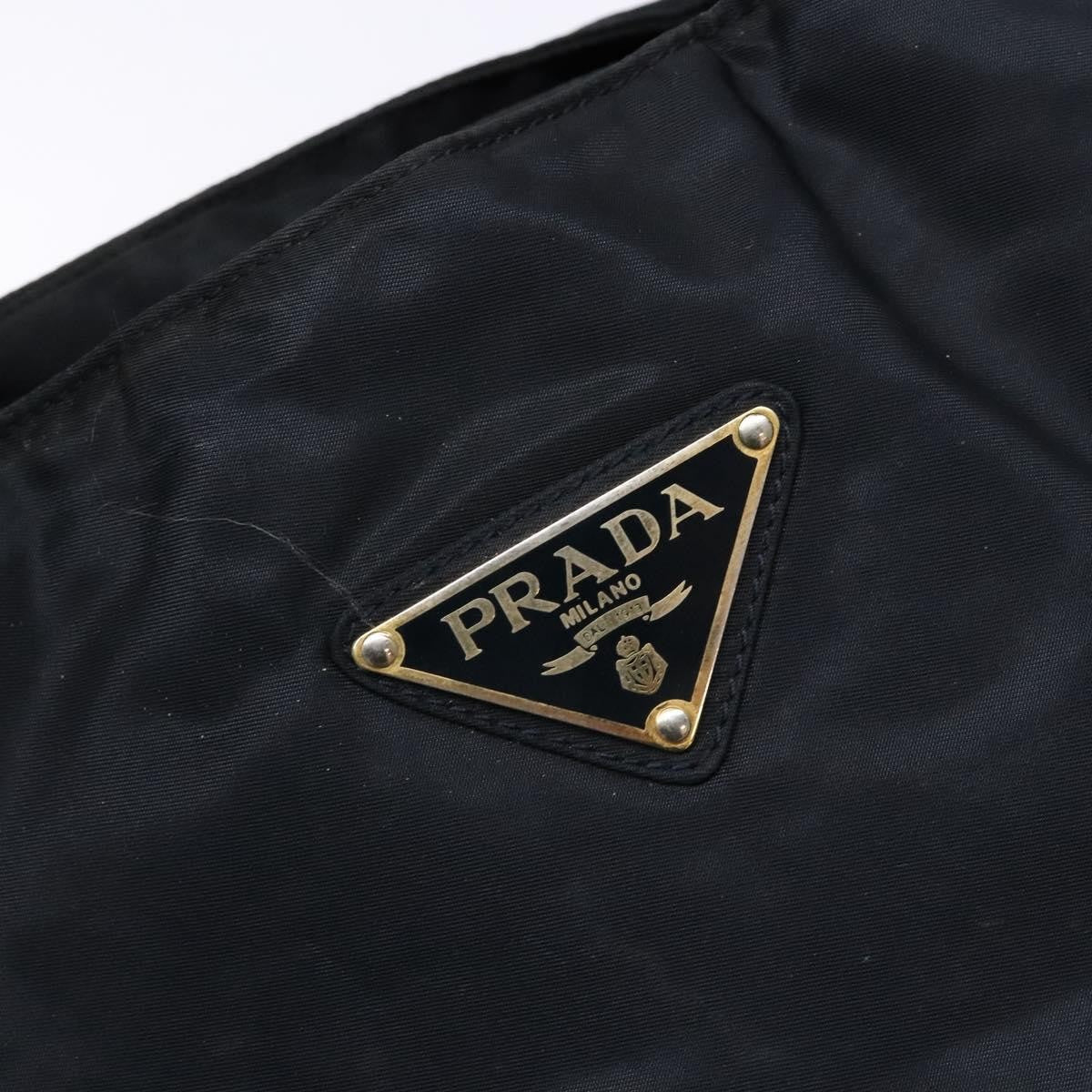 Prada PRADA Hand Bag Nylon Navy Gold Authentic 141629