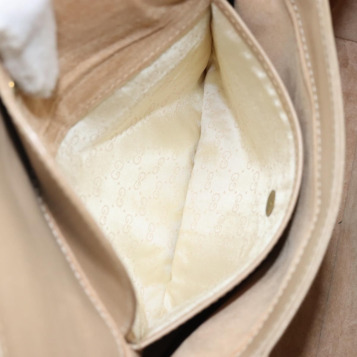 Gucci GUCCI Shoulder Bag Leather Beige Gold Authentic ep11343