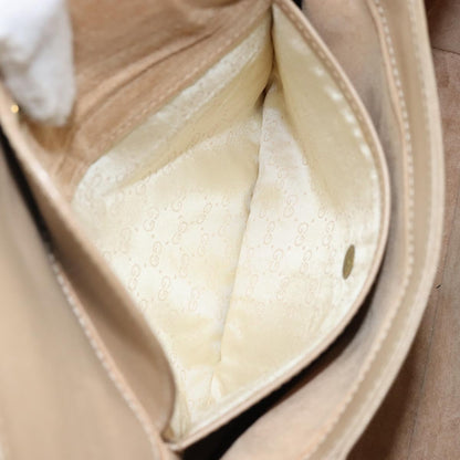 Gucci GUCCI Shoulder Bag Leather Beige Gold Authentic ep11343