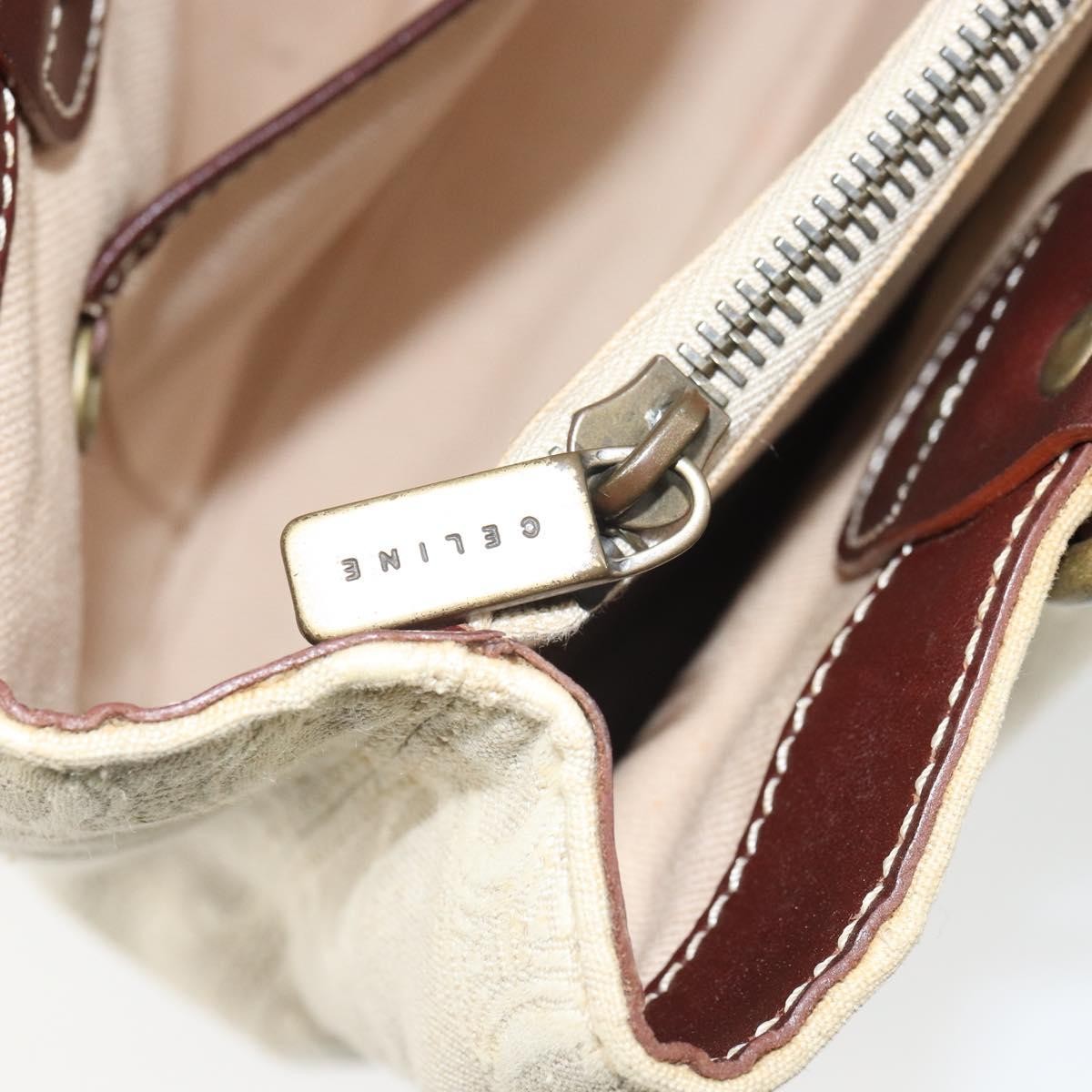 Celine CELINE Macadam Canvas Hand Bag Beige Gold Authentic 168626