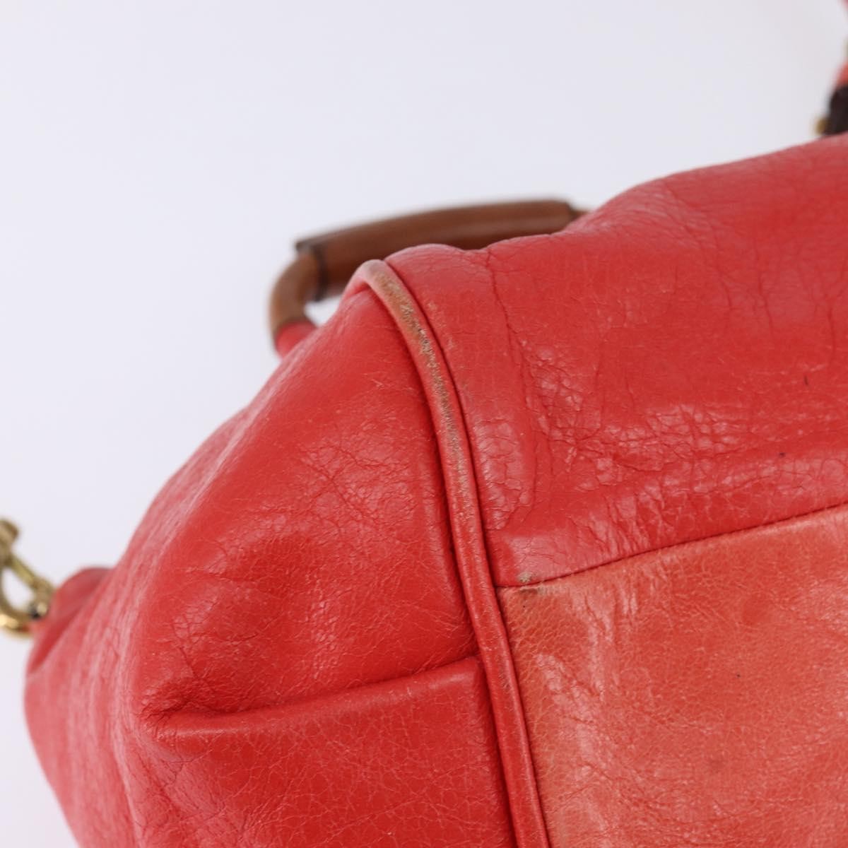 Chloé Chloé Chloe Etel Hand Bag Leather 2way Red Gold Authentic th6324