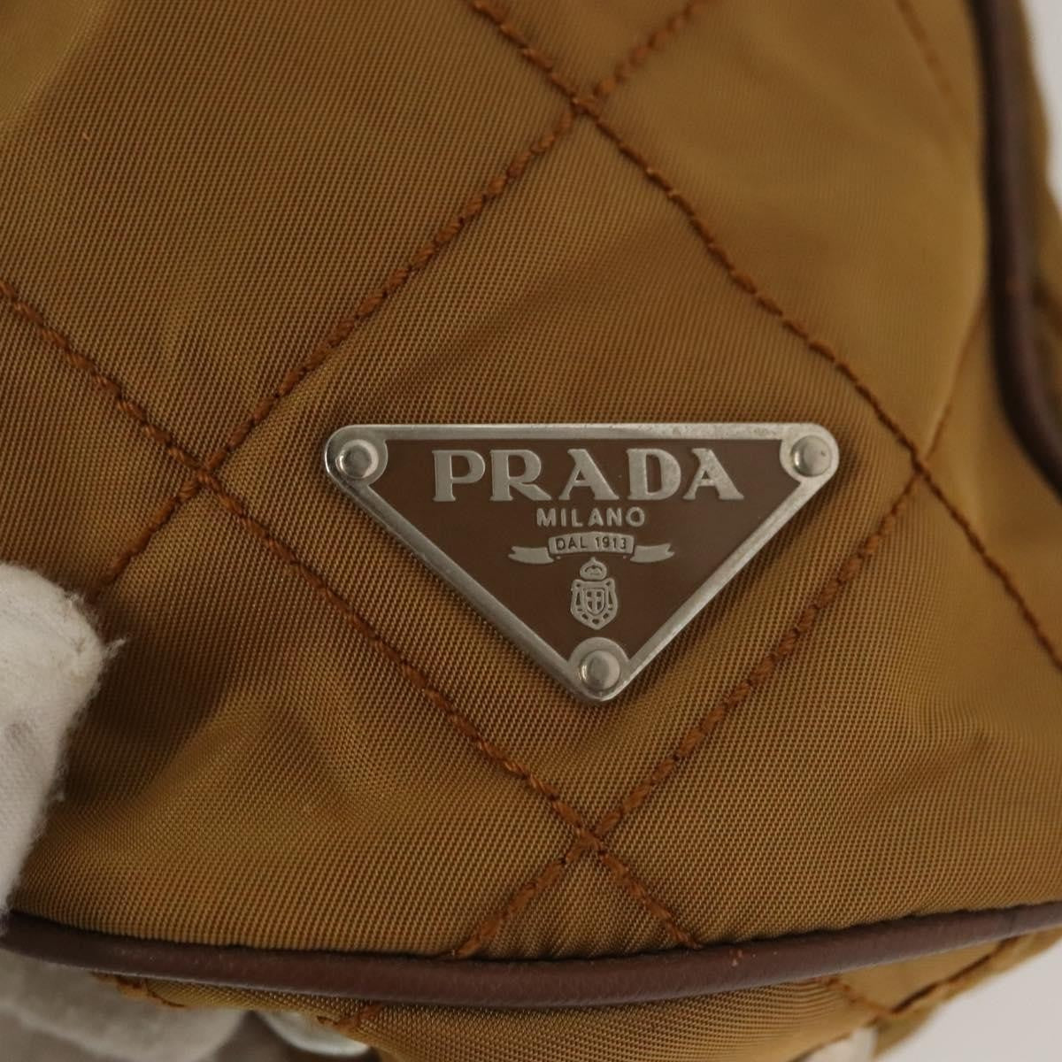 Prada PRADA Chain Shoulder Bag Nylon Beige Silver Authentic 140091