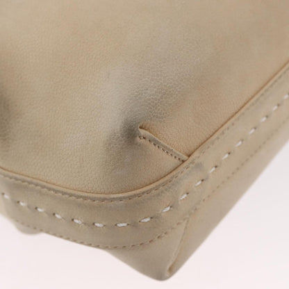 Celine CELINE Hand Bag Leather 2way Beige Gold Authentic 166991