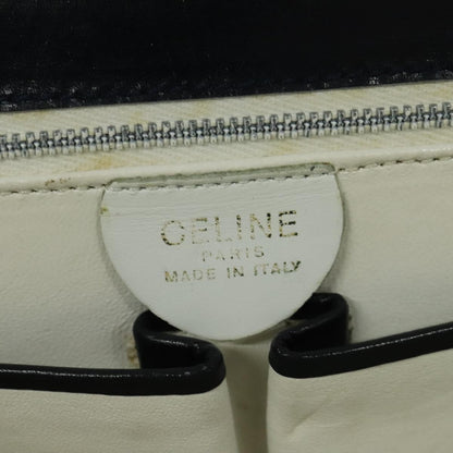Celine CELINE Shoulder Bag Leather White Navy gold Authentic 127598