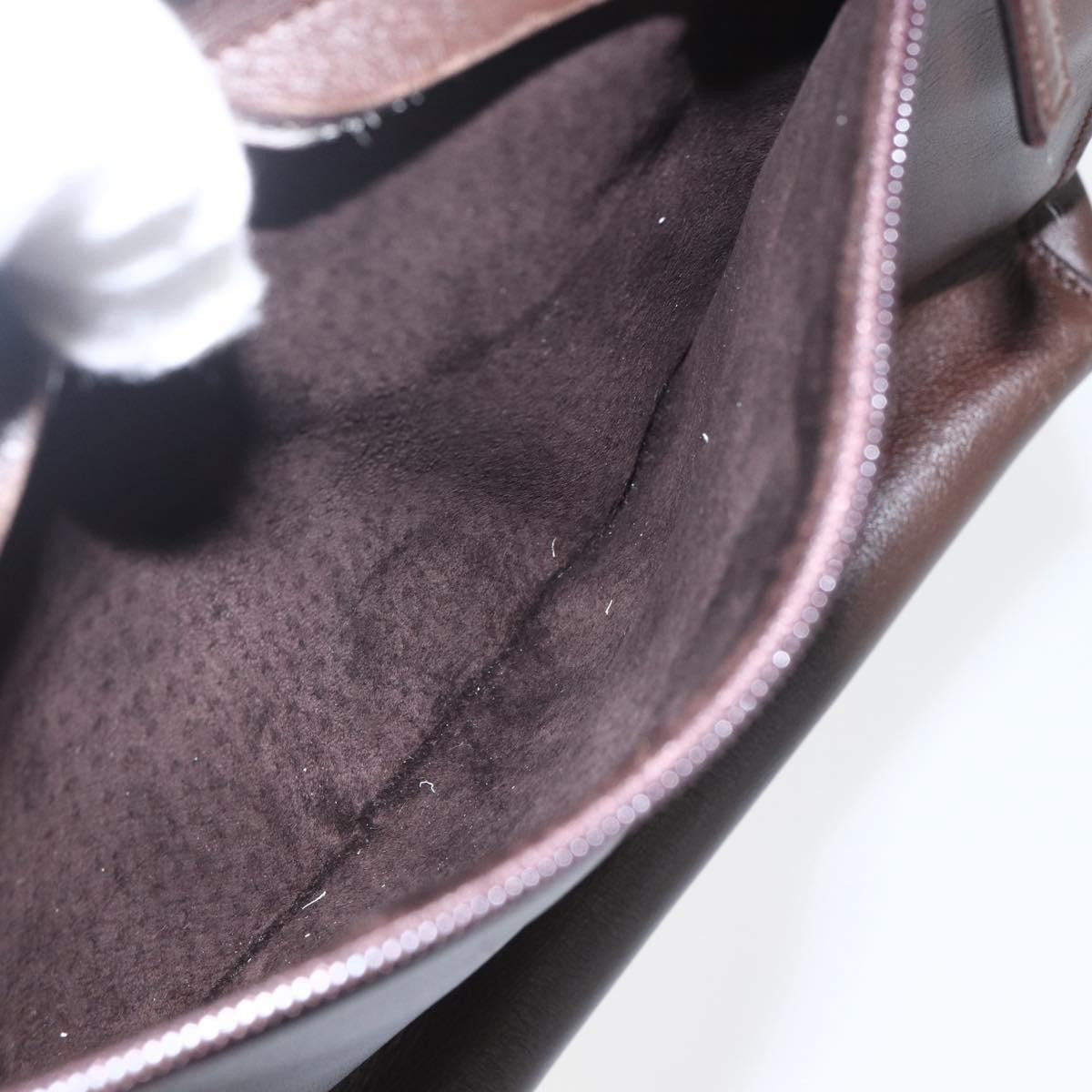 Gucci GUCCI Hand Bag Leather Brown Gold 002 0347 Authentic 151640