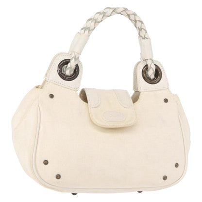 Chloé Chloé Chloe Hand Bag Canvas Leather White Authentic mr1648