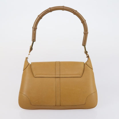 Gucci GUCCI GG Canvas Shoulder Bag Leather 3 Set Beige Dark Brown Authentic 152612
