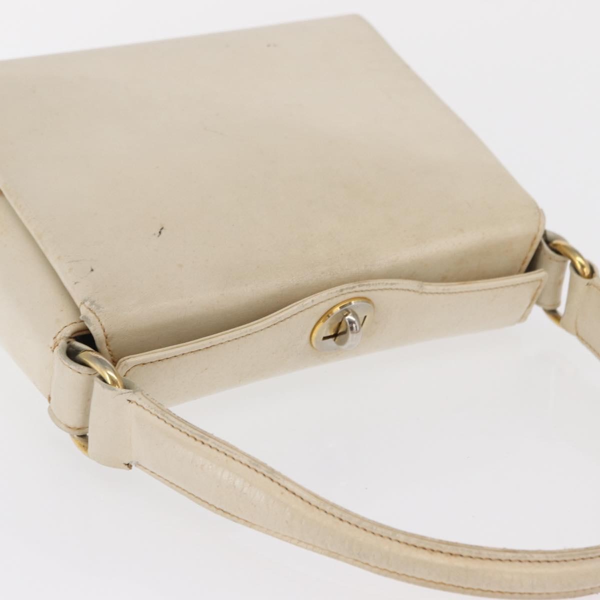 Gucci GUCCI Hand Bag Leather White Silver Authentic ep13227