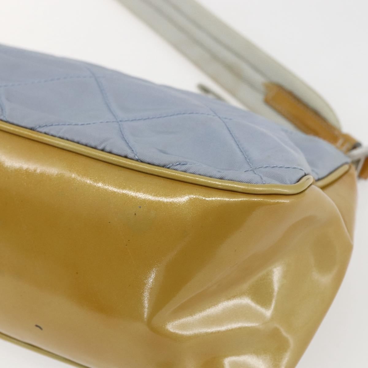 Prada PRADA Shoulder Bag Nylon Enamel Light Blue Silver Authentic 160526