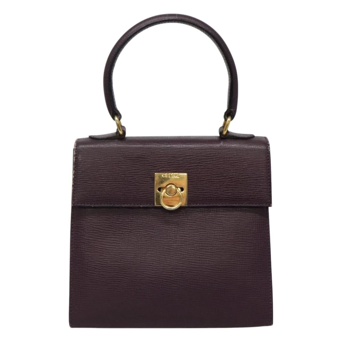 Celine CELINE Hand Bag Leather Purple Authentic 114282