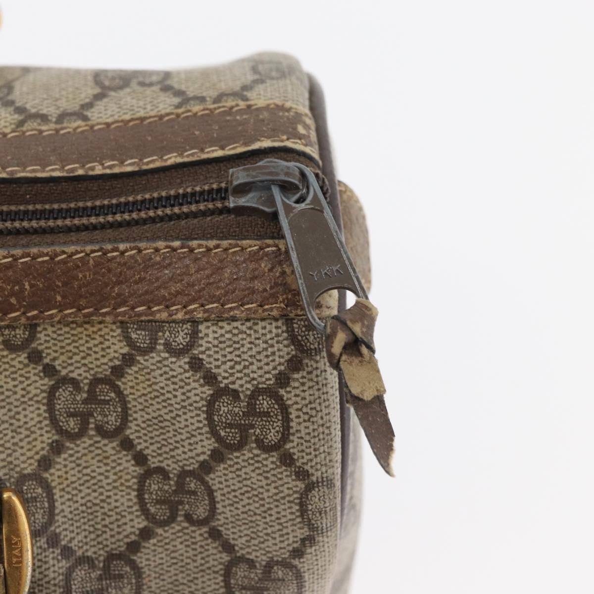 Gucci GUCCI GG Supreme Web Sherry Line Boston Bag PVC Beige Gold 40 02 006 Authentic BAZ556