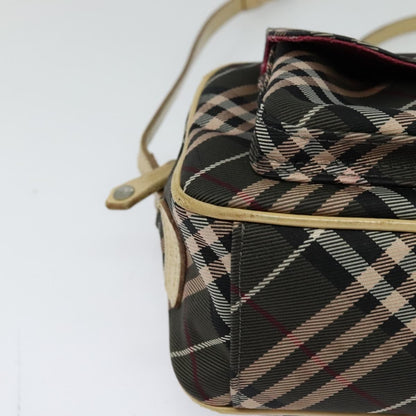 Burberry BURBERRY Nova Check Blue Label Shoulder Bag Nylon Brown Silver Authentic ti3061