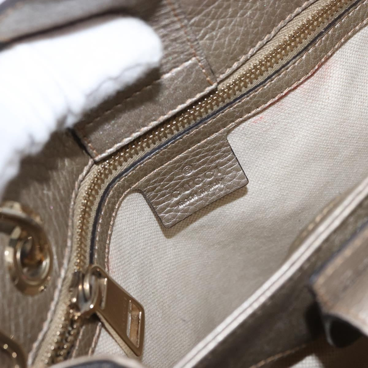 Gucci GUCCI Bamboo Hand Bag Leather Silver Gold 336032 Authentic ep12914
