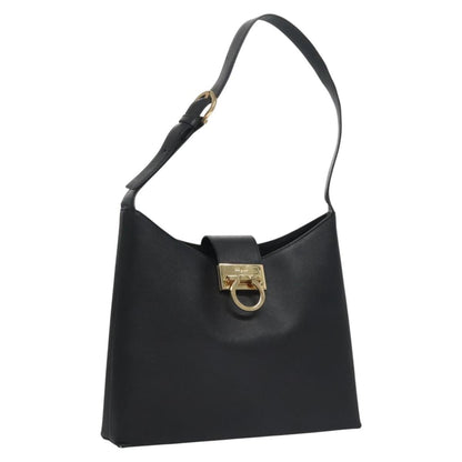 Salvatore Ferragamo Salvatore Ferragamo Gancini Shoulder Bag Leather Black Authentic BD371