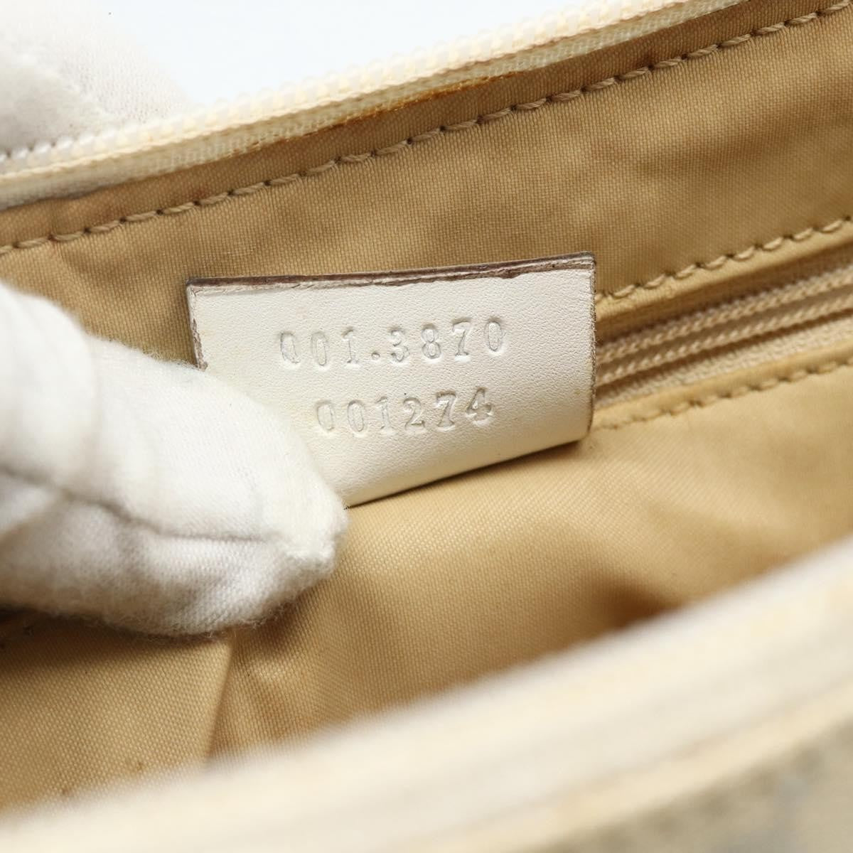 Gucci GUCCI GG Canvas Bamboo Hand Bag Silver Beige 001 3870 Authentic mr2402