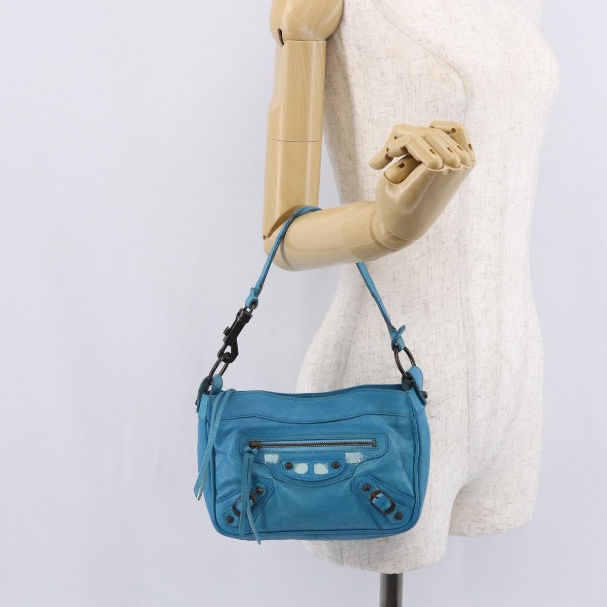 Balenciaga BALENCIAGA The Shoulder Shoulder Bag Leather Blue 138226 Authentic 149200