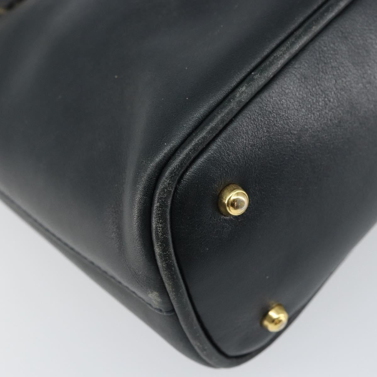 Gucci GUCCI Bamboo Hand Bag Leather 2way Navy Gold 000 2058 0290 0 Authentic 145765