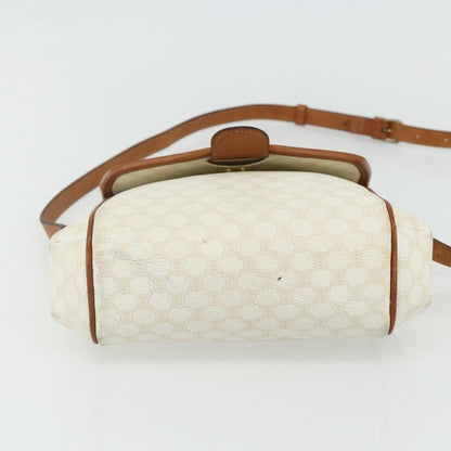 Celine CELINE Macadam Canvas Shoulder Bag PVC Leather White Gold Authentic ep14261