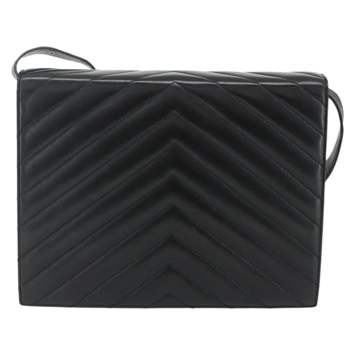 Saint Laurent SAINT LAURENT Shoulder Bag Leather Black Silver Authentic 176228
