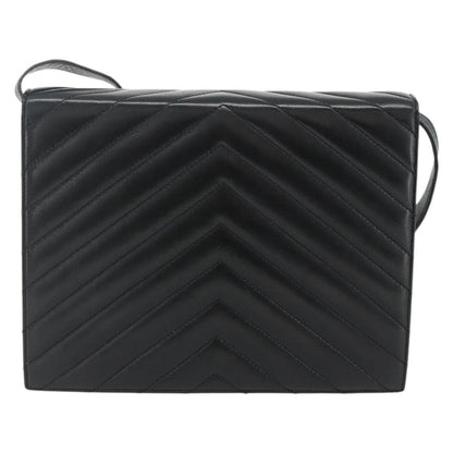 Saint Laurent SAINT LAURENT Shoulder Bag Leather Black Silver Authentic 176228
