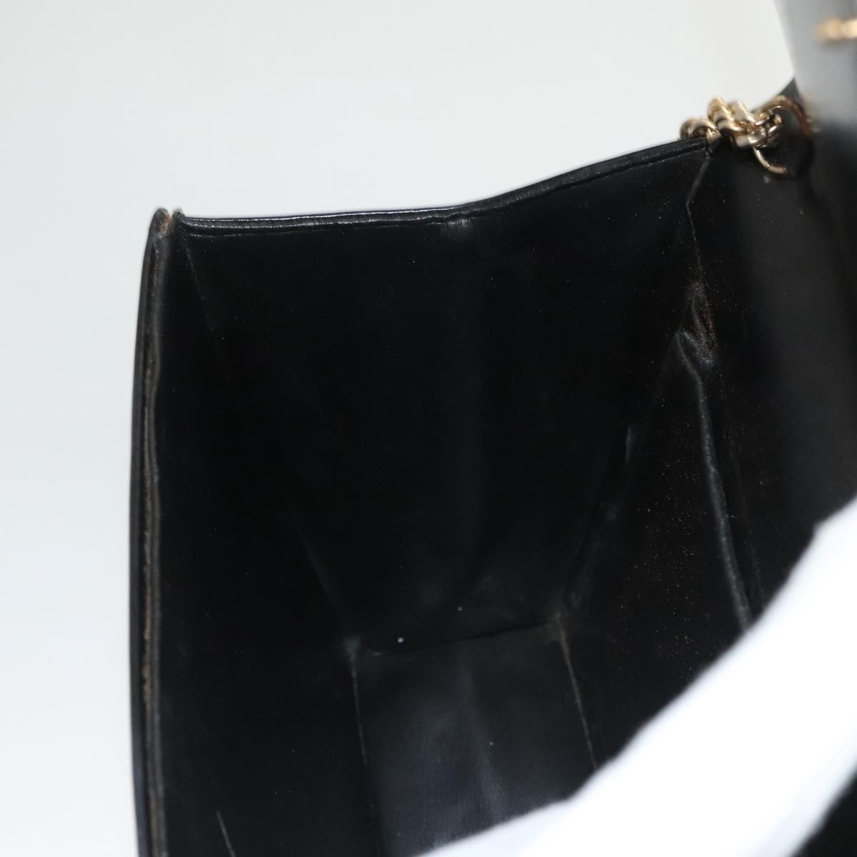 Dior Christian Dior Chain Shoulder Bag Leather Black Gold Authentic BA2045
