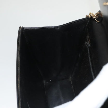 Dior Christian Dior Chain Shoulder Bag Leather Black Gold Authentic BA2045
