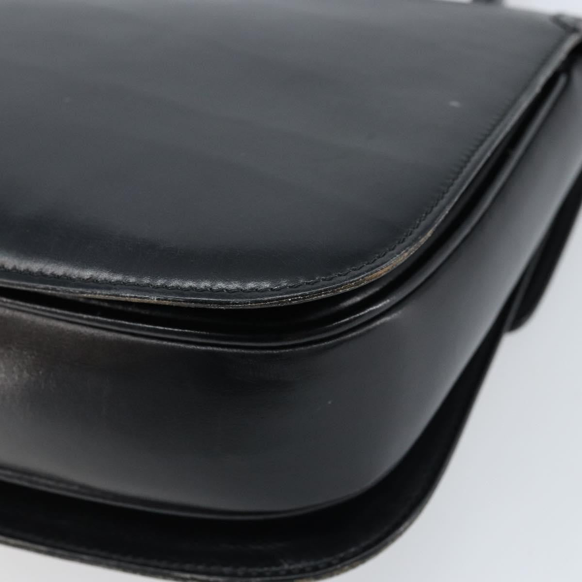 Gucci GUCCI Hand Bag Leather Black Gold Authentic ka2600