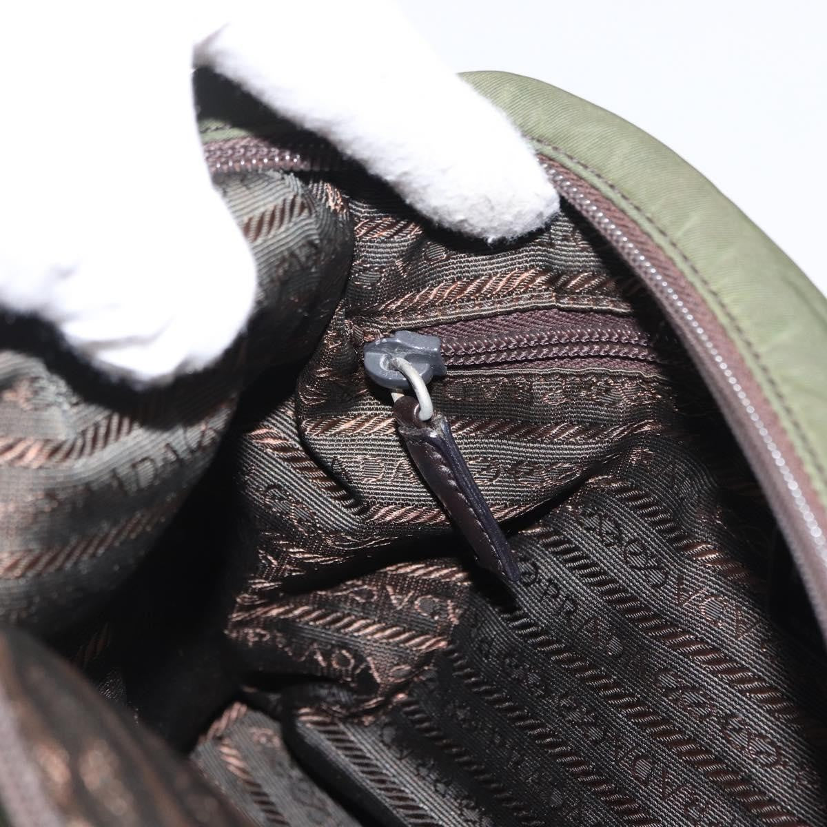 Prada PRADA Shoulder Bag Nylon Khaki Silver Authentic 165486