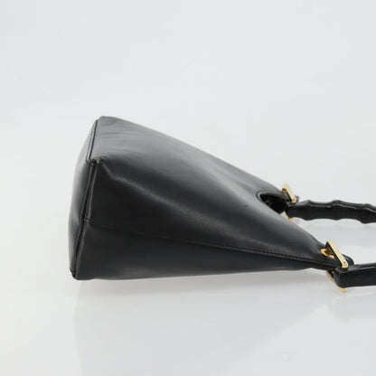Gucci GUCCI Bamboo Shoulder Bag Leather Black Gold 001 3008 Authentic 182382