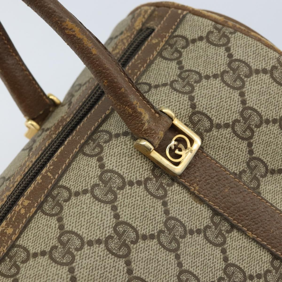 Gucci GUCCI GG Supreme Hand Bag PVC Beige Gold Authentic 173885