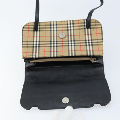 Burberrys Burberrys Nova Check Hand Bag Leather Black Silver Authentic ep13393