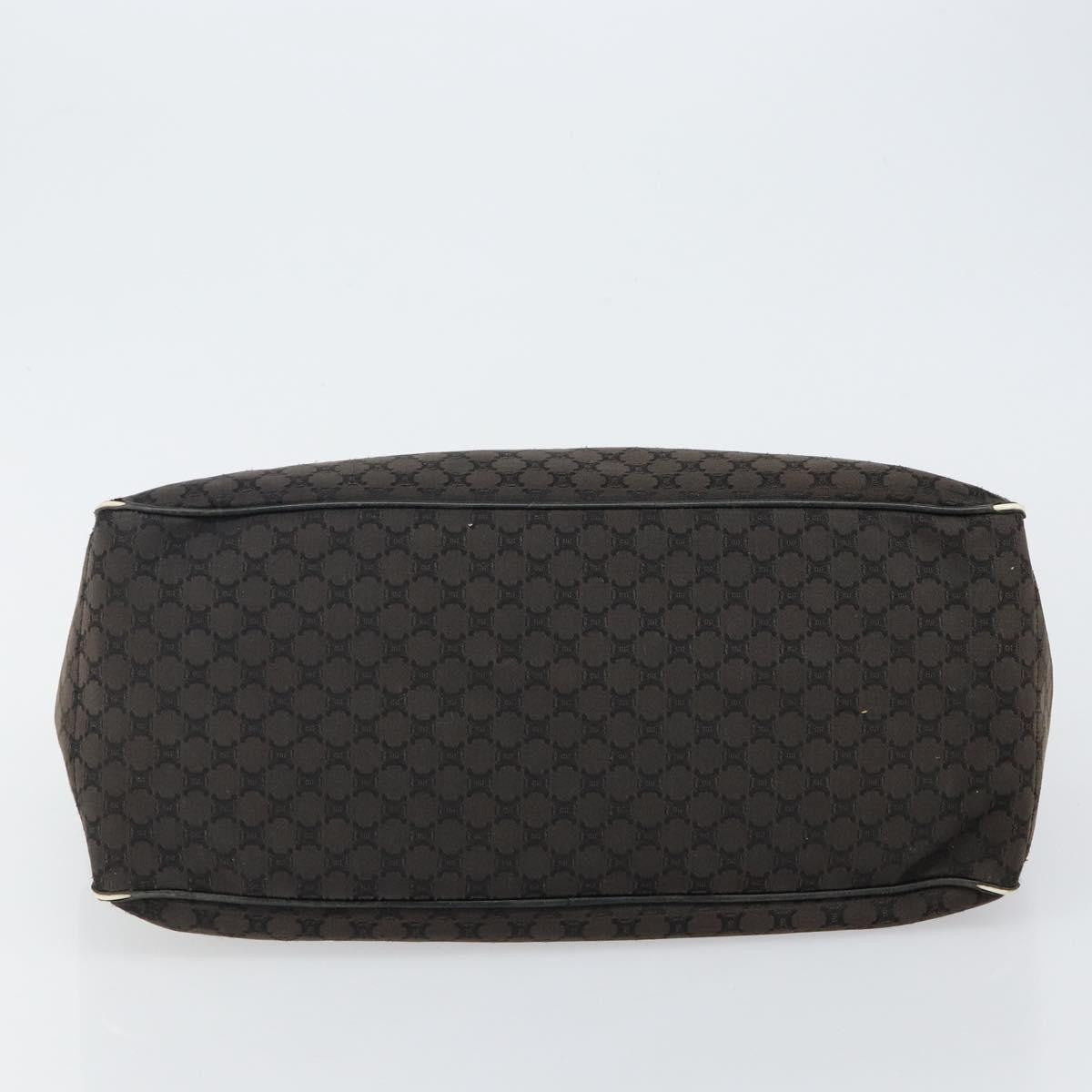 Celine CELINE Macadam Canvas Boogie Hand Bag Dark Brown Black Silver Authentic ti3458