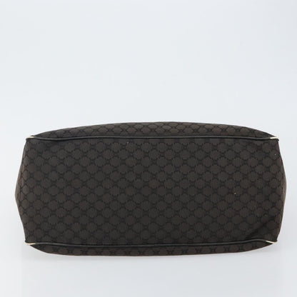 Celine CELINE Macadam Canvas Boogie Hand Bag Dark Brown Black Silver Authentic ti3458