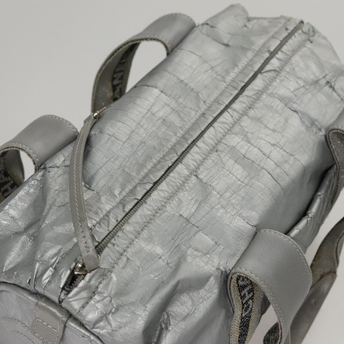 Chanel CHANEL Sports Hand Bag Coated Canvas Silver CC Authentic bs21669