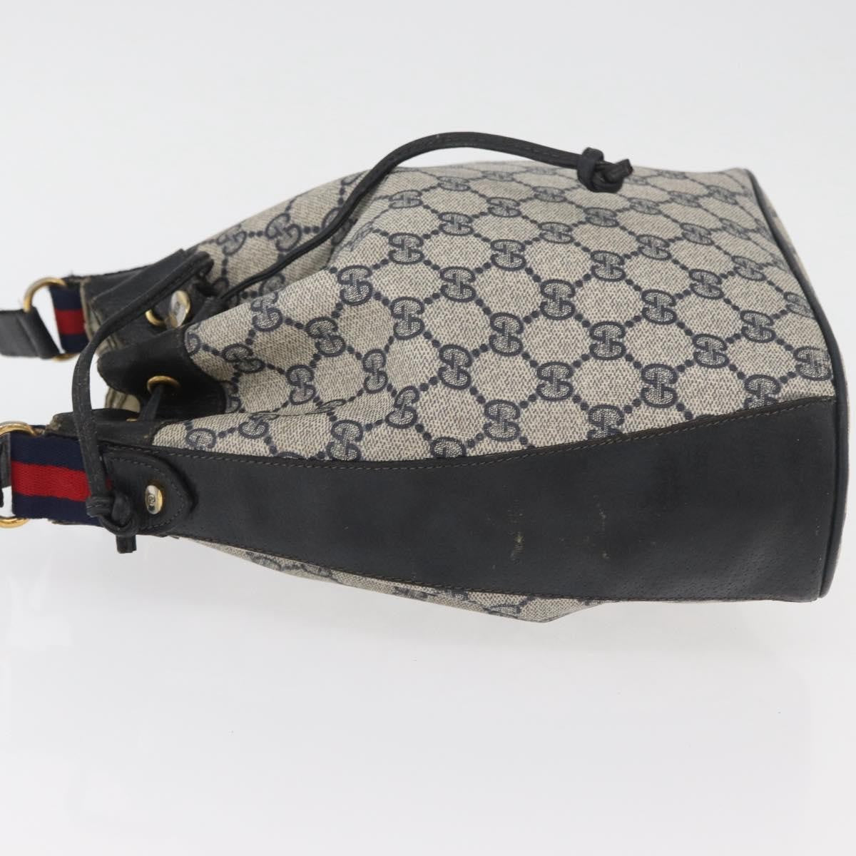Gucci GUCCI GG Supreme Sherry Line Bag PVC Navy Gold Red 41 02 034 Authentic 179646