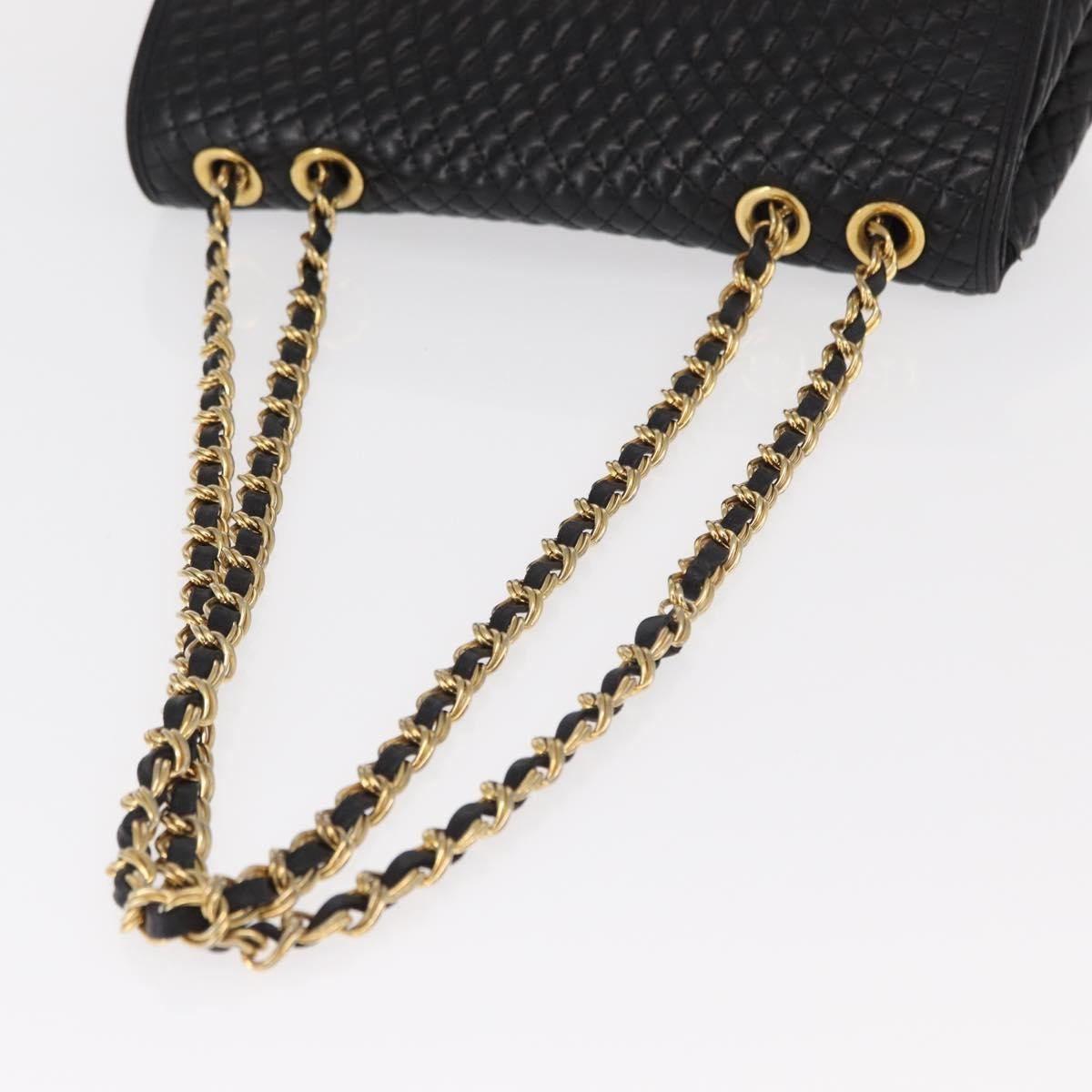 BALLY BALLY Chain Shoulder Bag Leather Black Gold Authentic 157788