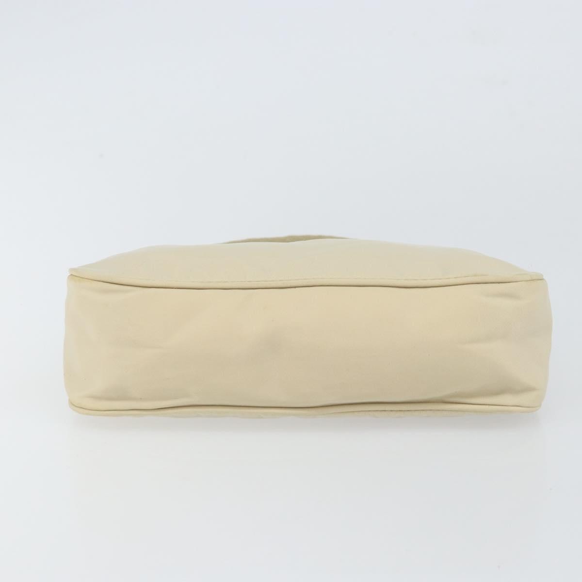 Prada PRADA Hand Bag Nylon Ivory Silver Authentic 163192