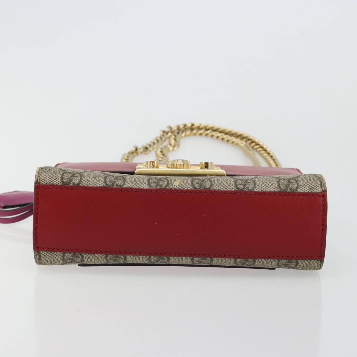 Gucci GUCCI GG Supreme Chain Shoulder Bag PVC Red Gold 409487 Authentic ka4469