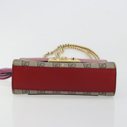 Gucci GUCCI GG Supreme Chain Shoulder Bag PVC Red Gold 409487 Authentic ka4469