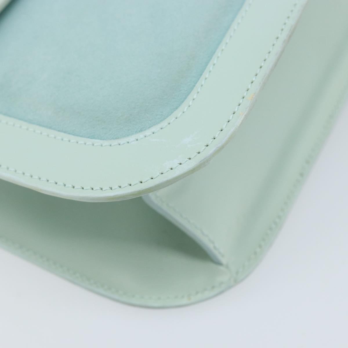 Loewe LOEWE Hand Bag Suede Baby Blue Gold Authentic YKZ454