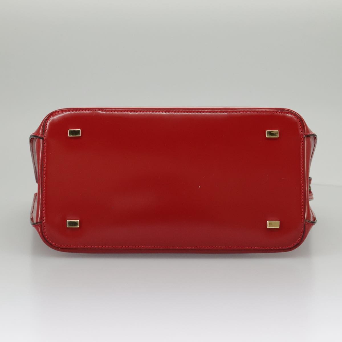 Celine CELINE Hand Bag Patent leather Red Gold Authentic 96786