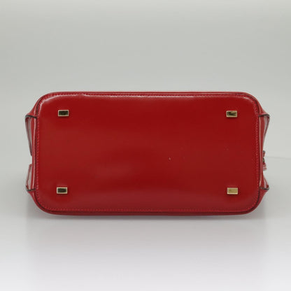 Celine CELINE Hand Bag Patent leather Red Gold Authentic 96786