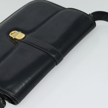 Gucci GUCCI Shoulder Bag Leather Navy Gold Authentic ep8402