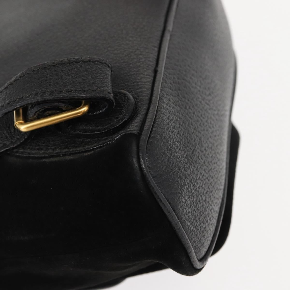 Gucci GUCCI Bamboo Backpack Suede Black Gold 003 58 0030 Authentic ep11366 Bag