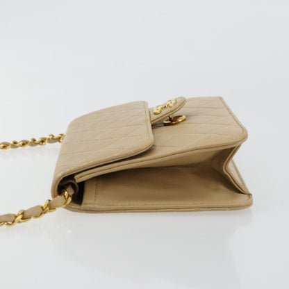 Chanel CHANEL Chain Shoulder Bag Lamb Skin Beige Gold CC Authentic mr2475V
