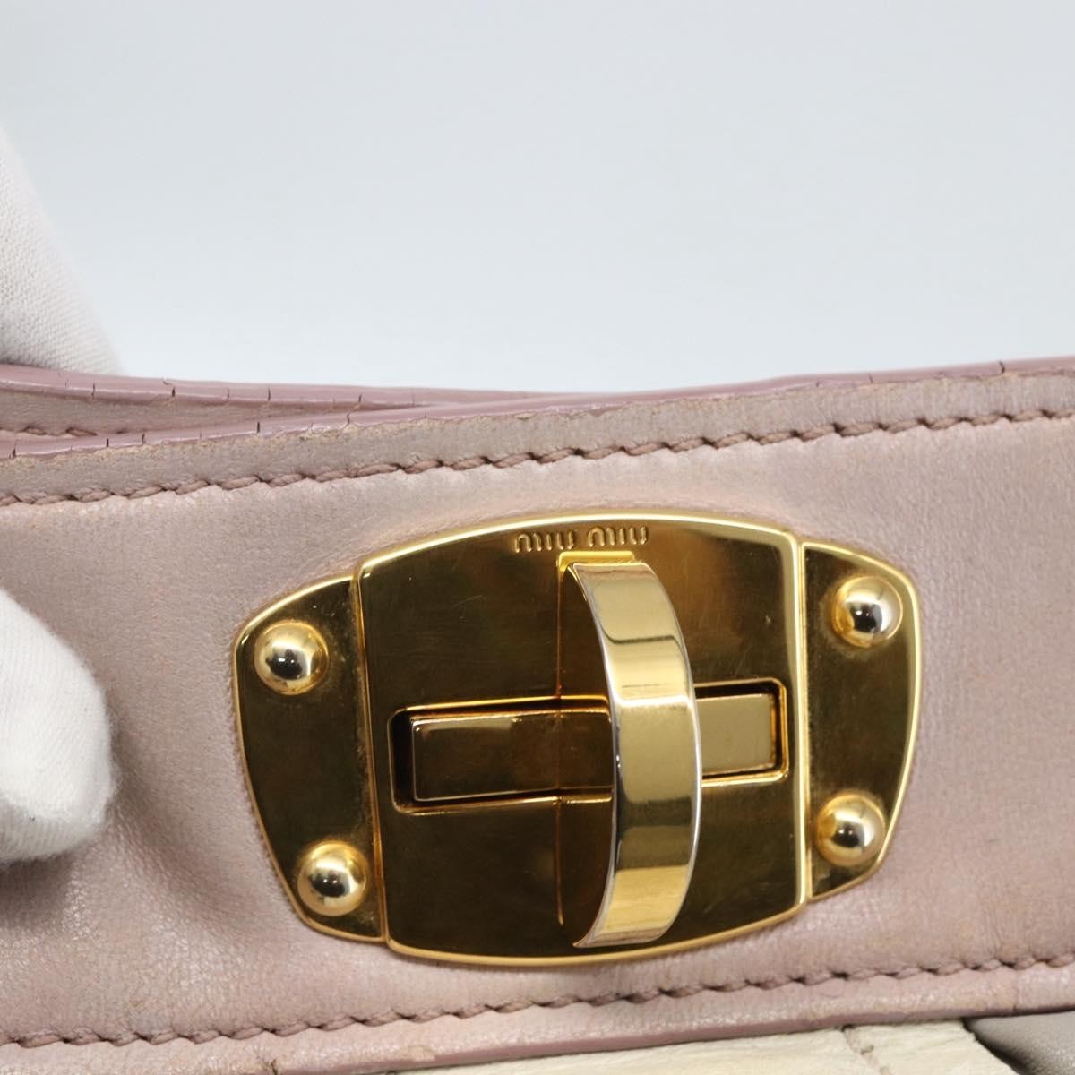 Miu Miu Miu Miu Matelasse Shoulder Bag Leather Gray Gold Authentic 162864