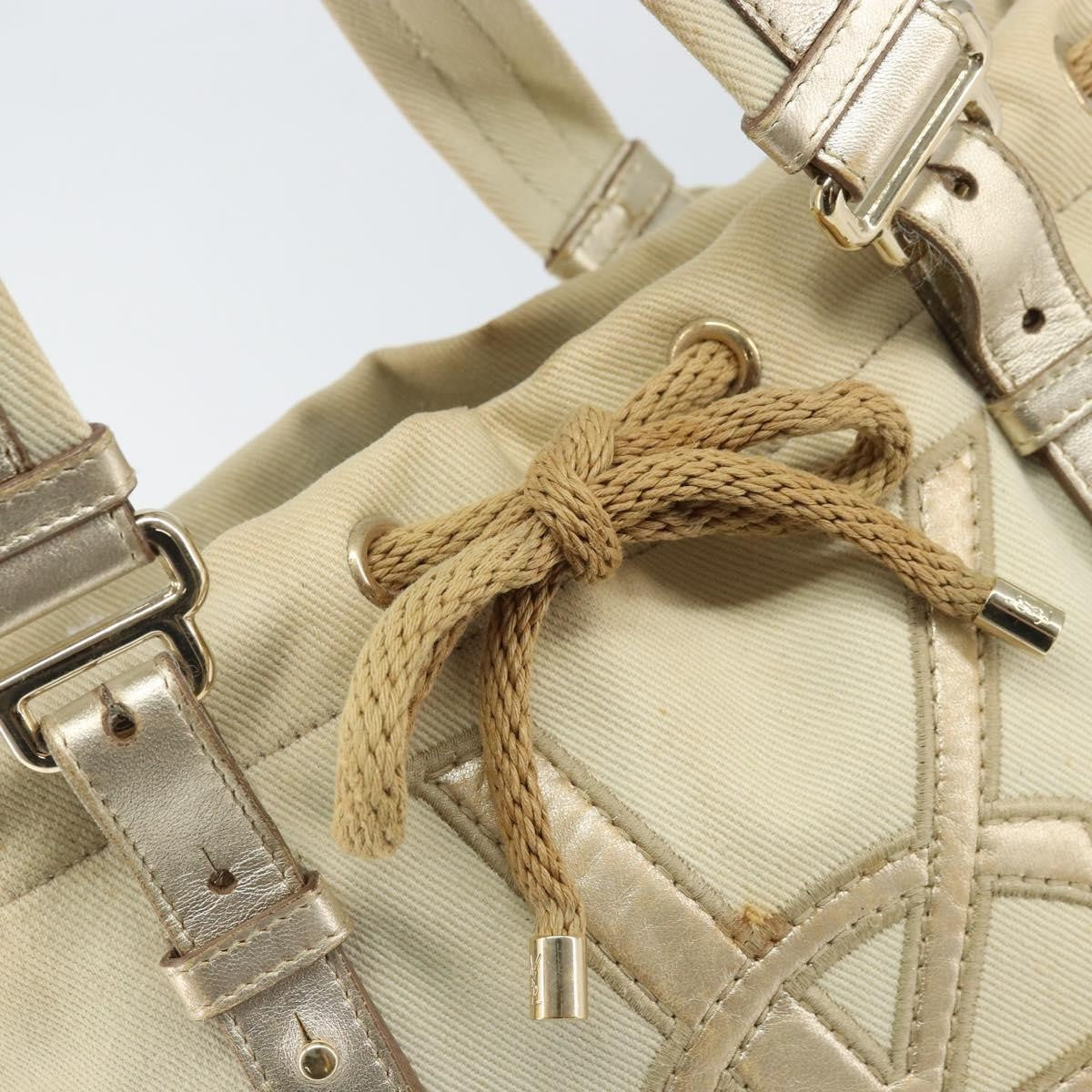 Saint Laurent SAINT LAURENT Kahala Tote Bag Canvas Beige Gold 123435 Authentic 171425
